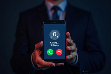 Humans usesmartphonese with incomincallsll from unknown numbers, spam, prank callers, hopersonson, fake identiti, scammer, scam with mobile phones, hacker, call center, crime, call, fraud or phishing.