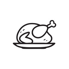 vector illustration of a plate with fried chicken