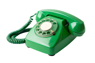 Vintage Green Rotary Dial Telephone isolated on white background . Classic Retro Communication Device illustration on white