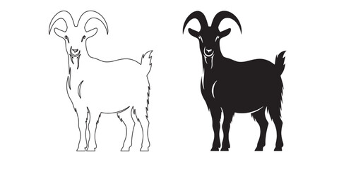 Powerful goat vector art – clean silhouette design for farm, rustic, and wildlife branding – goat silhouette – goat vector – goat illustration – goat outline – goat icon


