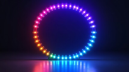 Colorful Circular Neon Light Frame Background