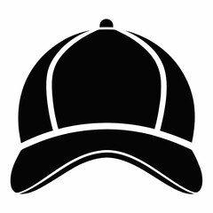 Black Silhouette Graphic Of Baseball Cap Minimalist Design Isolated On White Background For Fashion And Sport Related Visuals