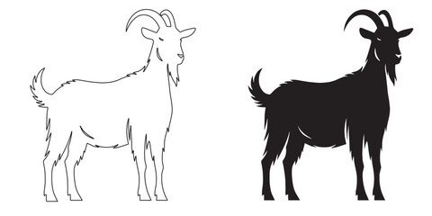Majestic goat silhouette design – ideal for rustic, farm-themed logos and branding – goat silhouette – goat vector – goat illustration – goat outline – goat icon

