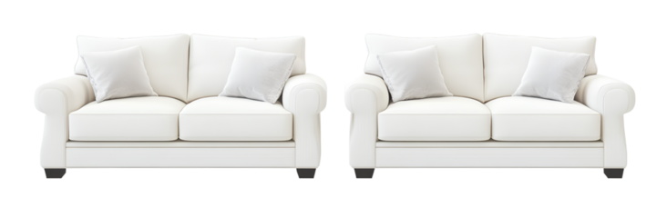 Two sofas front view transparent background PNG