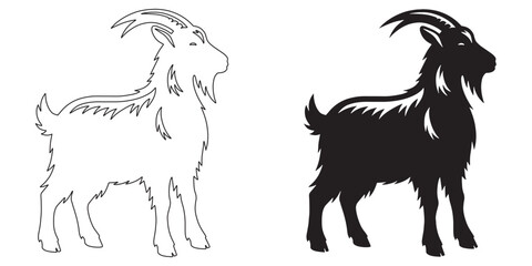 Majestic goat line art silhouette – ideal design for rustic, farm, and nature branding – goat silhouette – goat vector – goat illustration – goat outline – goat icon

