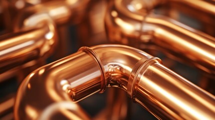Obraz premium Intricate Network of Copper Pipes: A Close-Up View