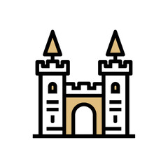 Obraz premium Line Art Castle Gate with Towers in Minimalist Style 