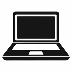 Minimalist Black And White Laptop Illustration For Business And Technology Concepts On A Clean White Background