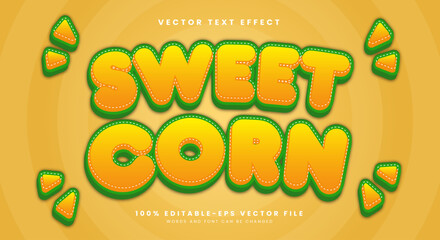 Sweet Corn 3D editable text effect Template Suitable for business logo and brand