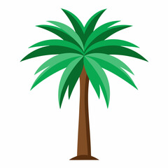 Obraz premium Tropical Palm Tree Illustration With Green Leaves And Brown Trunk Isolated On A White Background Depicting Summer Vacation