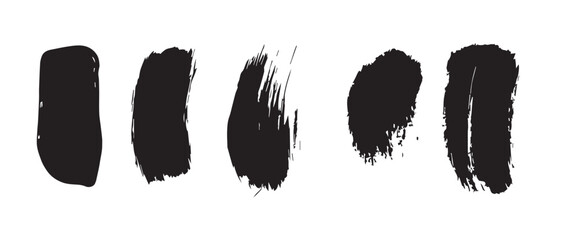 Pack of brush strokes ink splashes set over white background