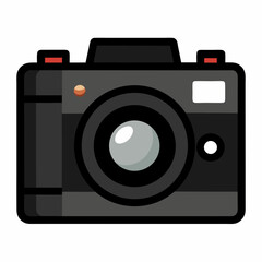 Isolated Camera Illustration With Thick Black Outline On White Background For Creative Projects And Photographic Concepts