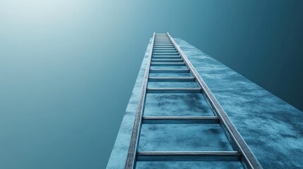 Obraz premium Metal ladder extending into blue gradient sky
