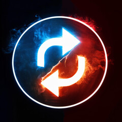 Renew sign with two arrows - first is hot texture and second is cold