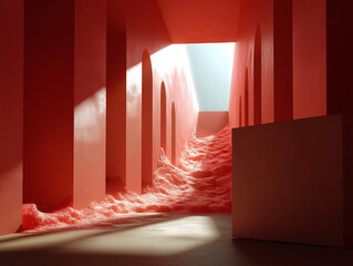 empty room with red carpet