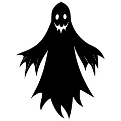 Silhouette Of A Spooky Ghost On A White Background Halloween Themed Illustration For Creepy Decor And Festive Designs