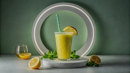 Lemon Smoothie Inside a Luminous Ring