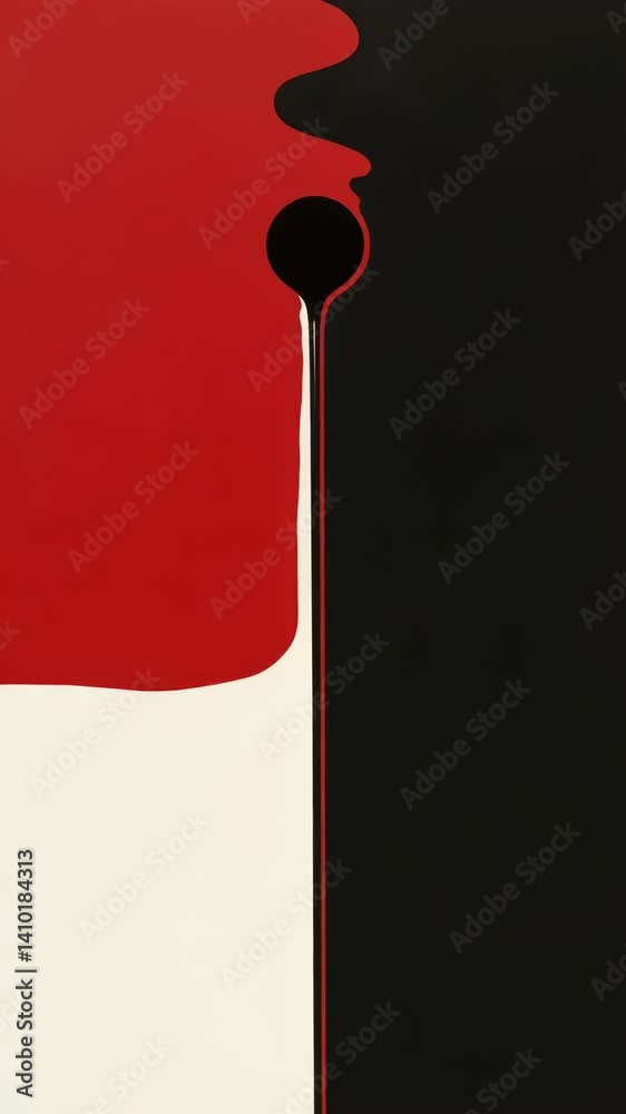 Poster a vibrant painting of a microphone in black and red colors, perfect for music-related or artistic co