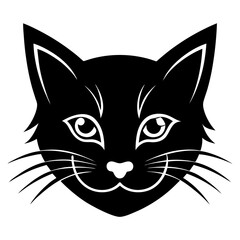 Stylized Black Cat Head Design Graphic Element Icon Vector Illustration Feline Silhouette Perfect For Tshirts And Digital Projects
