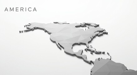 Gray Low Polygonal Map Of North America
