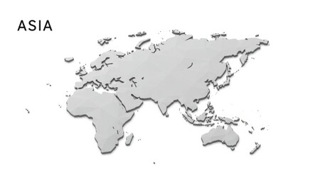 Naklejka premium Grey Textured World Map Highlighting Asia