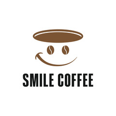 smile coffee logo design creative idea with bean