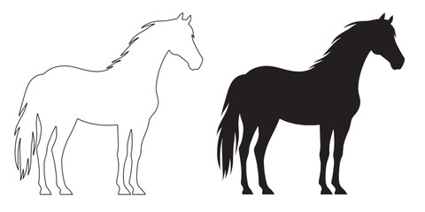 Sleek horse silhouette vector – clean and elegant design for equine, nature, and adventure logos – horse silhouette – horse vector – horse illustration – horse outline – horse icon

