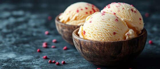 Ice Cream Scoops on Dark Surface