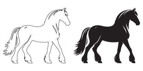 Clean horse silhouette vector – modern and sleek design for equine, adventure, and wildlife branding – horse silhouette – horse vector – horse illustration – horse outline – horse line art

