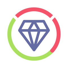 Diamond Icon In A Colored Circle Graphic With Pink And Green Gemstone Shape Illustration