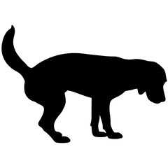 Dog Silhouette Vector Illustration Of A Domestic Animal Curiously Sniffing The Ground In Simple Graphic Style For Use In Design Projects