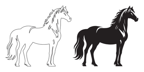 Unique horse silhouette – sleek design for modern, equine, and rustic branding projects – horse silhouette – horse vector – horse illustration – horse outline – horse icon

