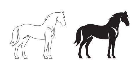 Clean horse silhouette – elegant vector design ideal for equine, nature, and eco branding – horse silhouette – horse vector – horse illustration – horse outline – horse icon

