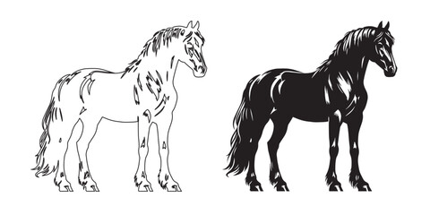 Bold horse silhouette – dynamic vector design for wildlife, adventure, and farm content – horse silhouette – horse vector – horse illustration – horse outline – horse icon

