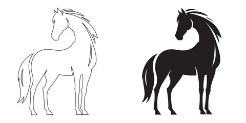 Minimalist horse silhouette – sleek and modern vector design for equestrian and nature logos – horse silhouette – horse vector – horse illustration – horse outline – horse line art

