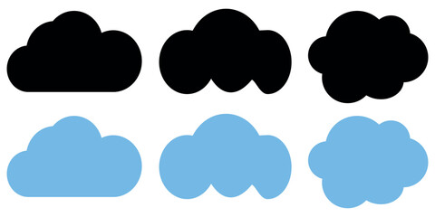 Cloud icon vector set, cloud silhouette vectors, blue cloud icon vector set in trendy flat style illustration isolated on white background.