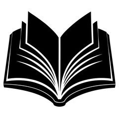 Open Book Vector Illustration In Black And White Revealing Pages For Knowledge And Reading Concepts In Education And Literature