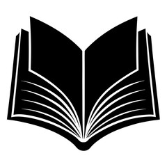 Black And White Illustration Of Open Book Representing Knowledge Literature And Education With Simple Design
