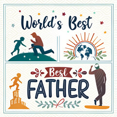 Colorful Hand-lettered Father’s Day Vector Set and typography.