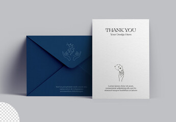Stationery Envelope With Card Mockup Isolated