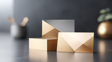 Geometric foil cards shimmer, exuding luxury and sophistication with golden allure