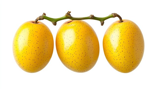 a ambarella fruit clipart, tropical drupe, yellow oval form, cartoon design, isolated on white background