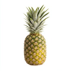 Fototapeta premium a pineapple clipart, tropical element, digital art, yellow with green crown, isolated on white background