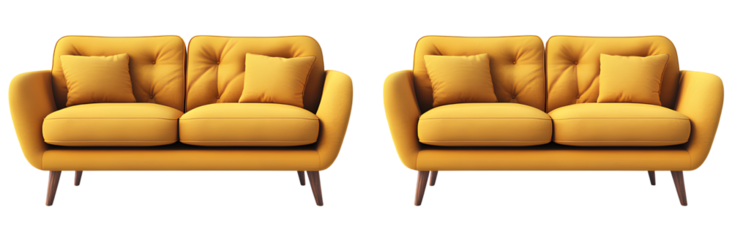 Untitled design - 2 yellow sofas isolated on a transparent background PNG