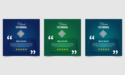 Modern Client Testimonial Social Media Post Template | 3 Color Variations

