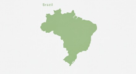 Fototapeta premium Simple Green Map Of Brazil On White Background