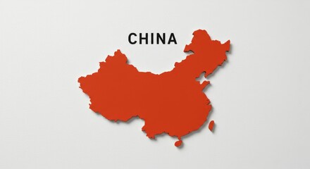 Obraz premium Simple Orange 3 D Map Of China On White Background