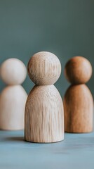 Wooden Figurines Minimalist Team Collaboration Concept