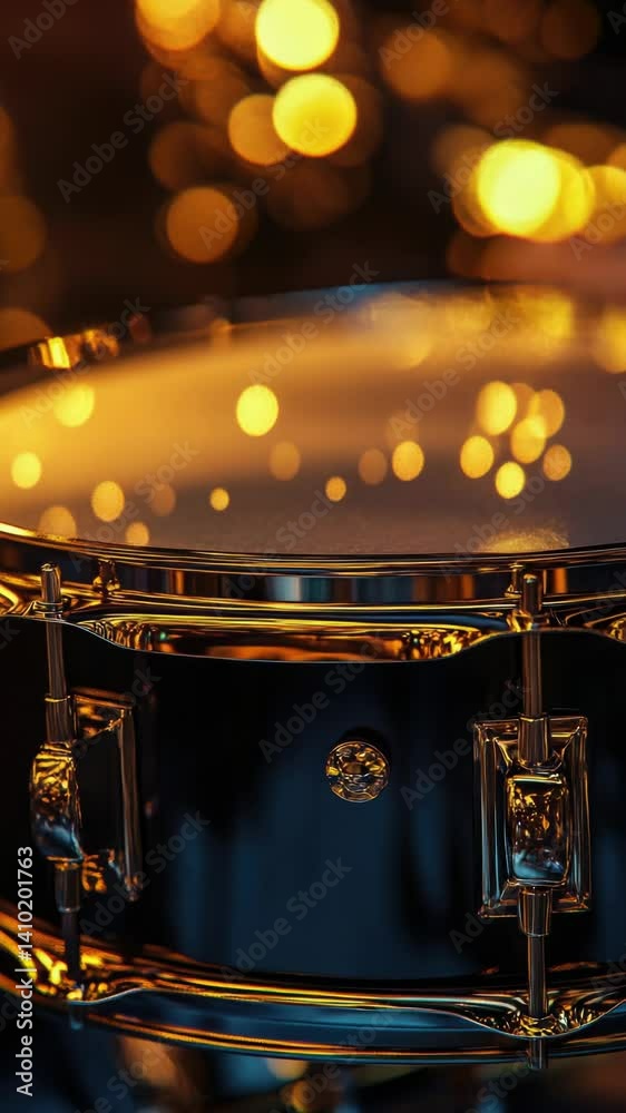 Aufkleber close-up shot of a drum on a table with intricate details.