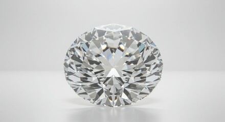 a hyper-realistic, ultra-detailed 3D rendering of a brilliant-cut diamond displayed against a 